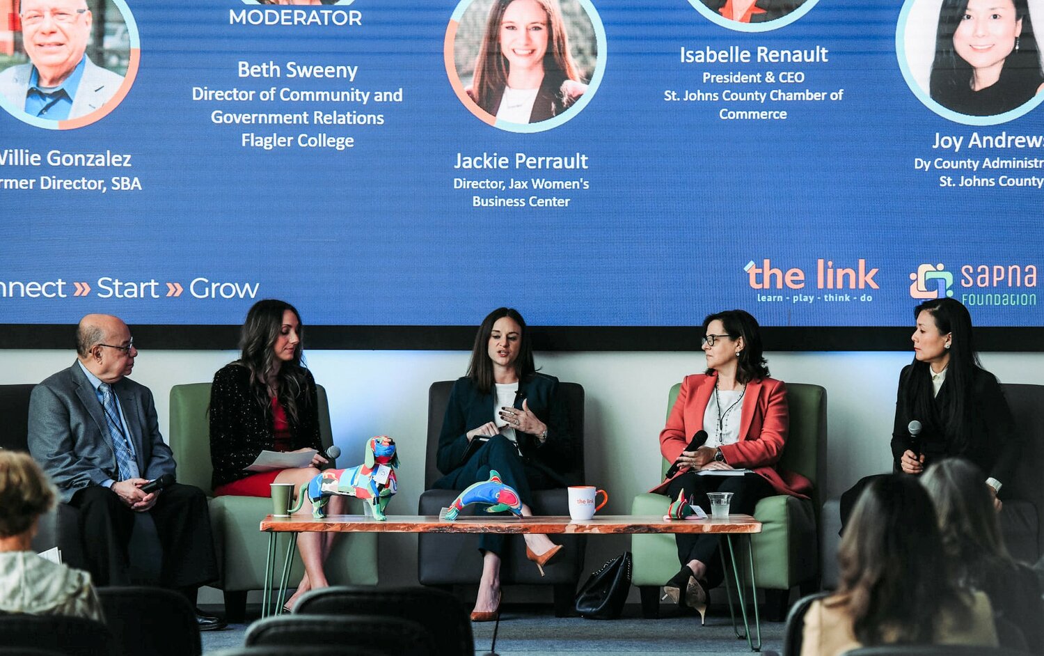 Women's Entrepreneurship Day: Willie Gonzales, Beth Sweeny, Jackie Perrault, Isabelle Renault and Joy Andrews discuss women's entrepreneurship at EnterCircle Summit 2021.
